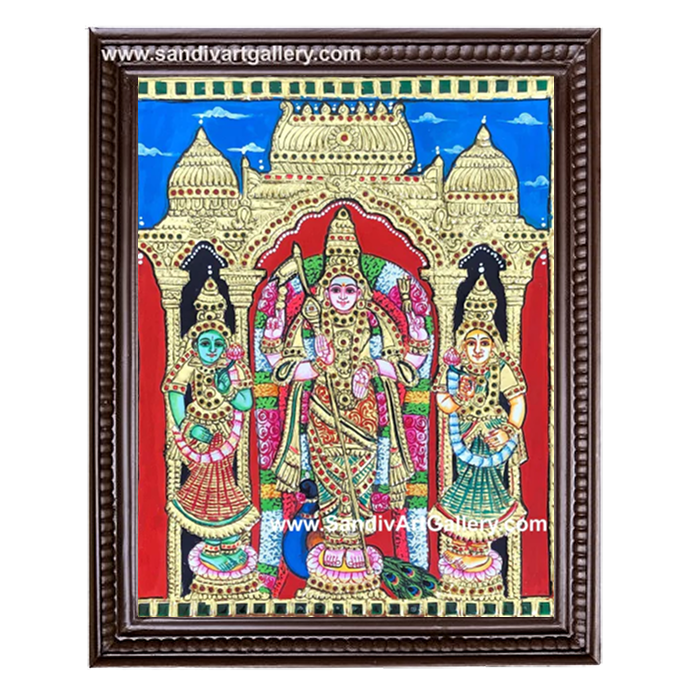 Murugar Valli Deivanai Tanjore Painting
