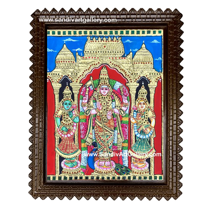Murugar Valli Deivanai Tanjore Painting