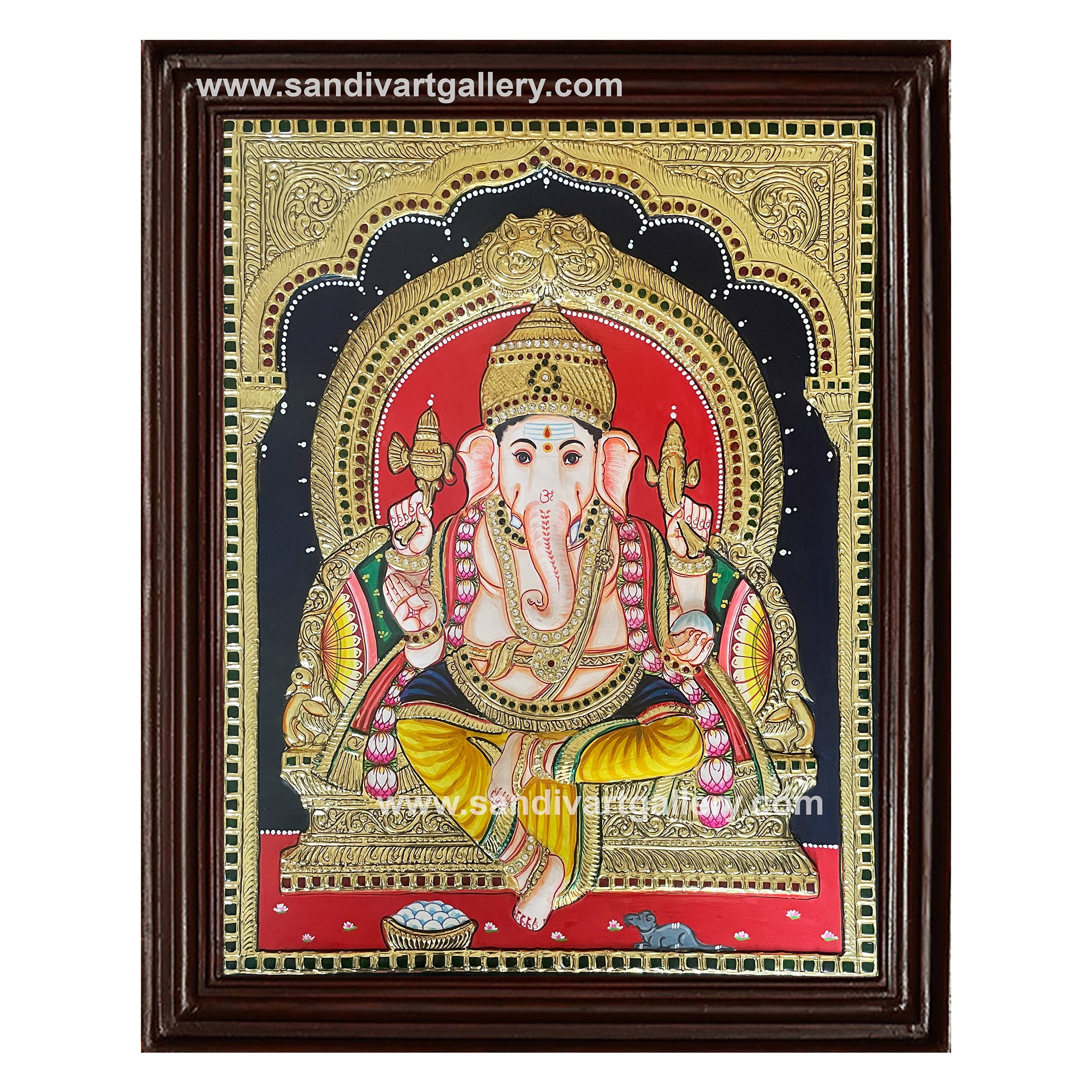 Ganesha Semi Embossed Tanjore Painting1