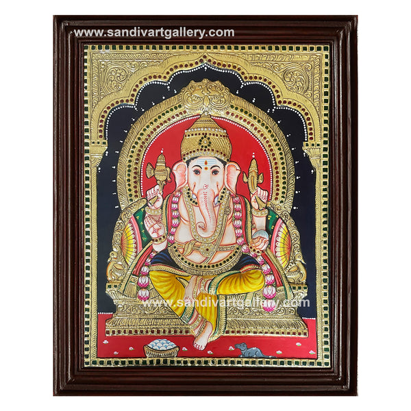 Ganesha Semi Embossed Tanjore Painting1