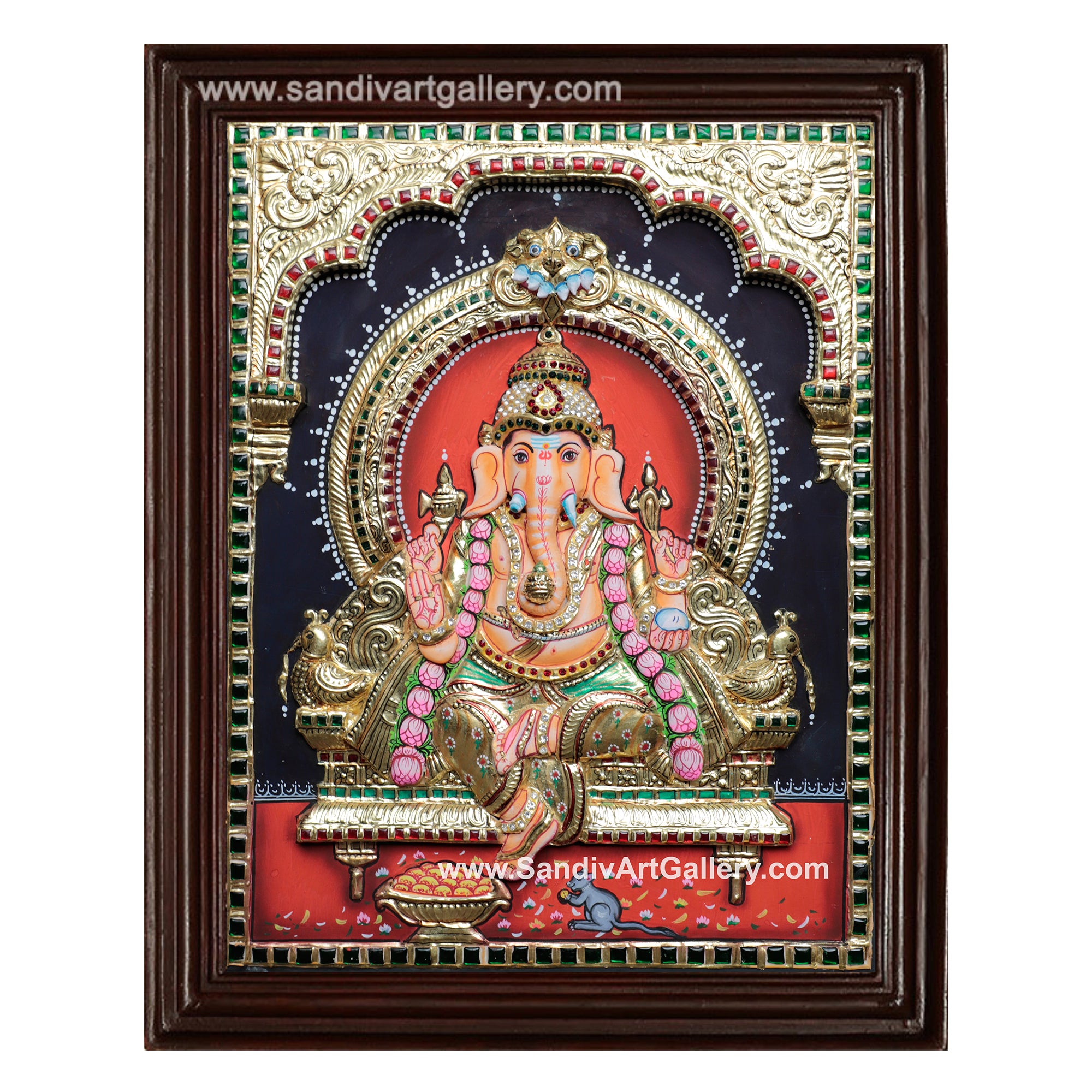 Ganesha 3D Embossed Tanjore Painting