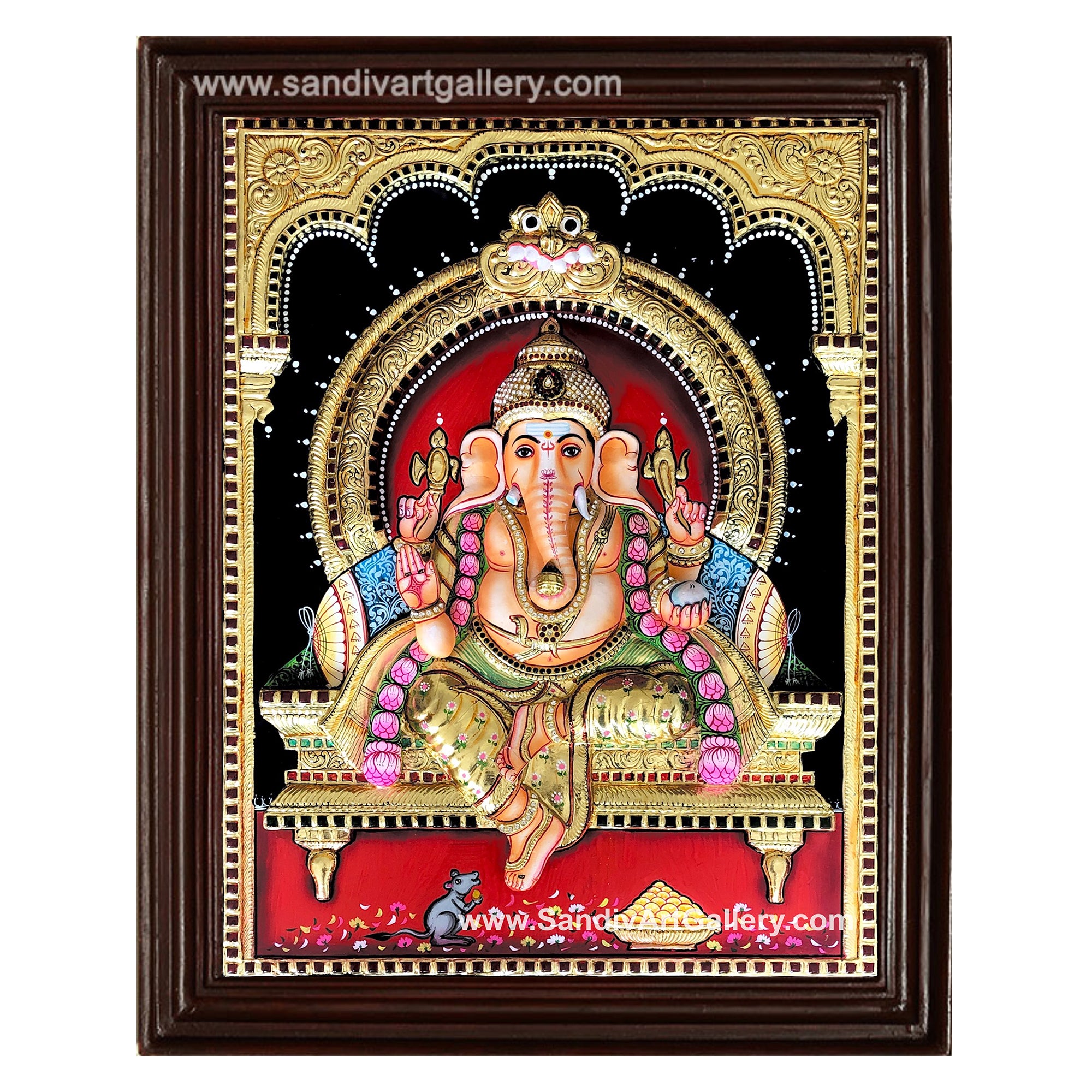 Lord Ganesha 3D Embossed Tanjore Painting