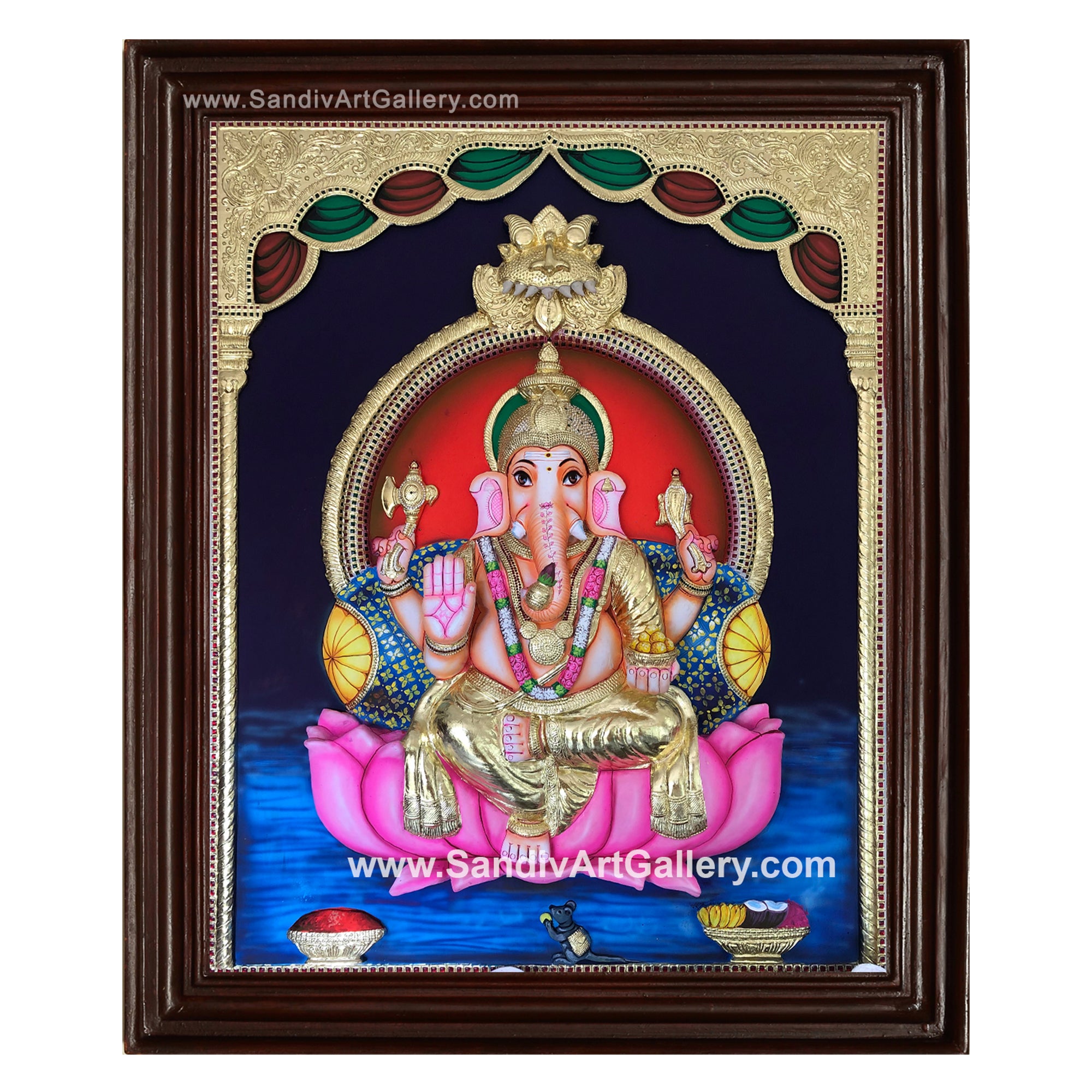 Ganesha 3D Embossed Big Size Tanjore Painting