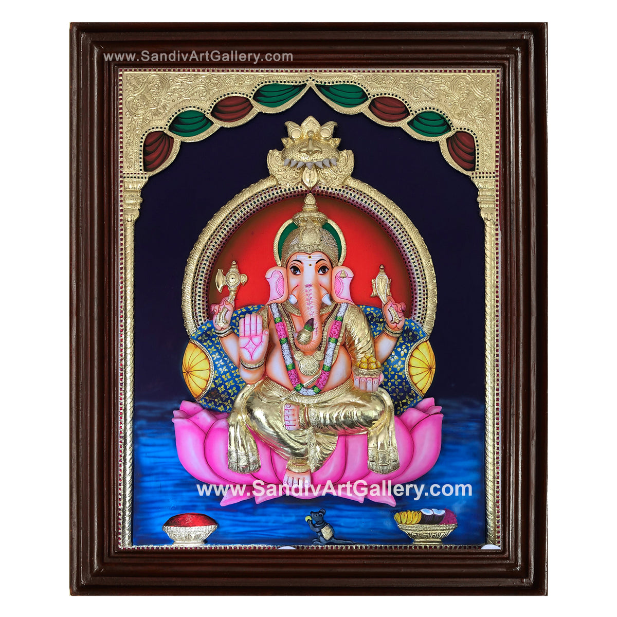 Ganesha 3D Embossed Big Size Tanjore Painting
