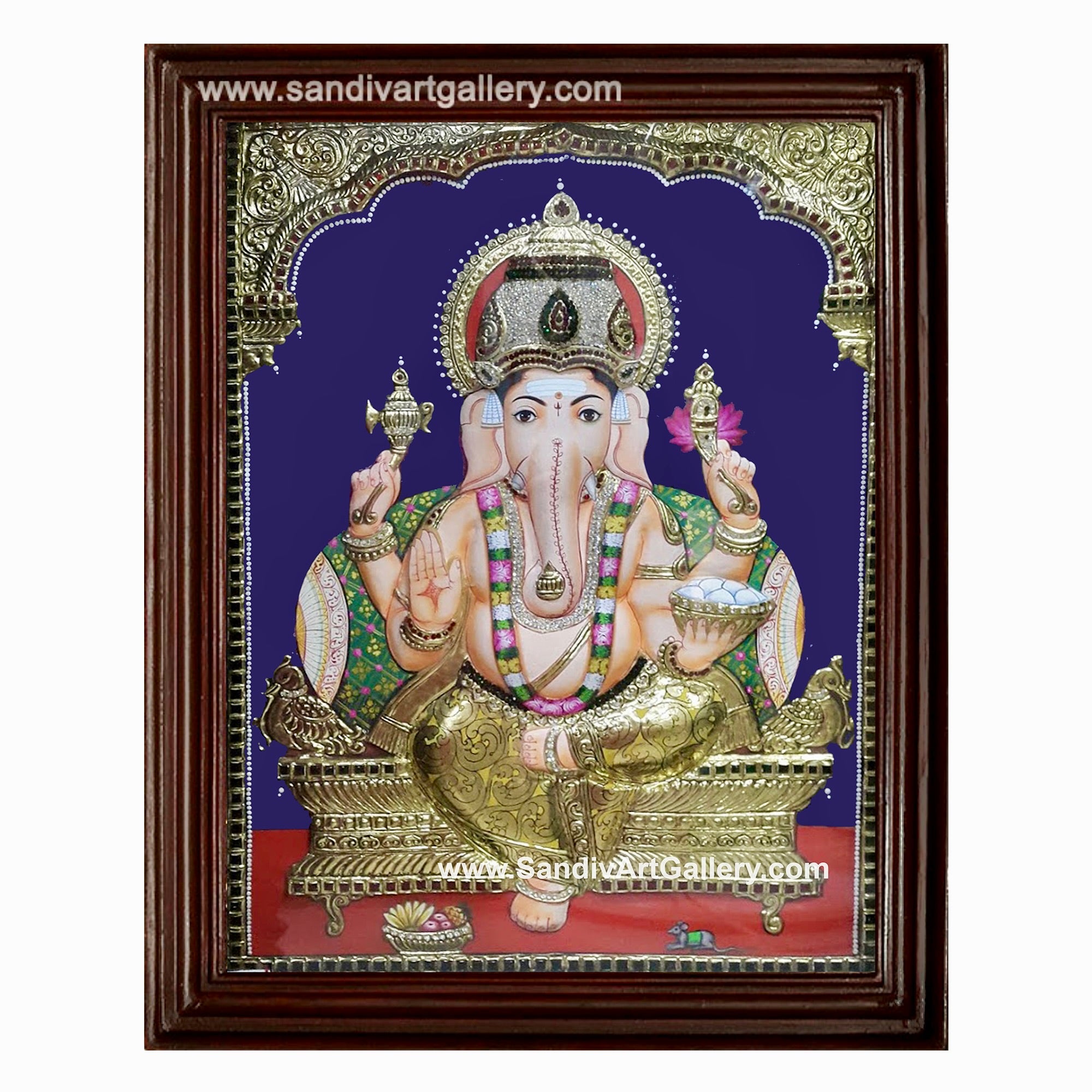 Ganesha 3D Embossed Tanjore Painting2