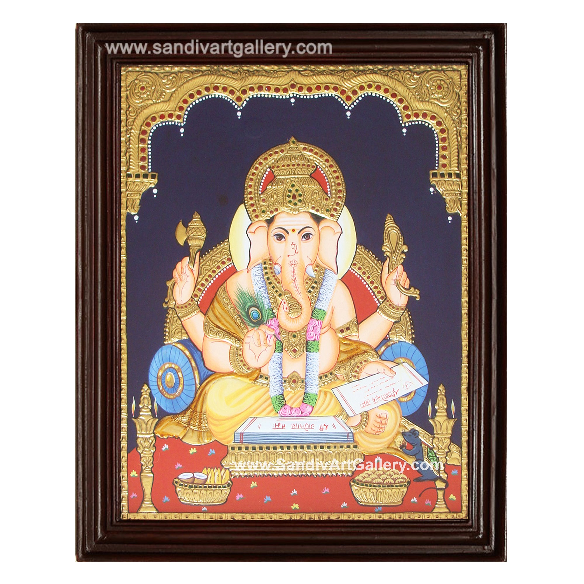 Writing Ganesha Tanjore Painting