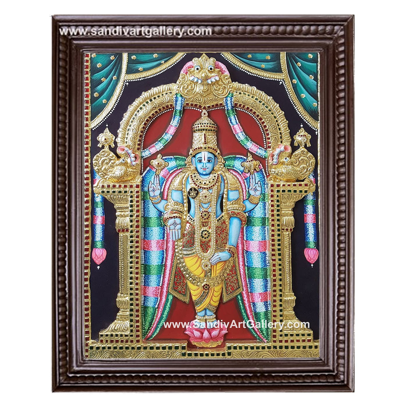 Vishnu 3D Embossed Tanjore Painting