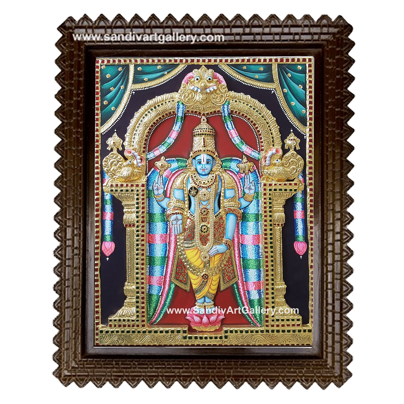 Vishnu 3D Embossed Tanjore Painting
