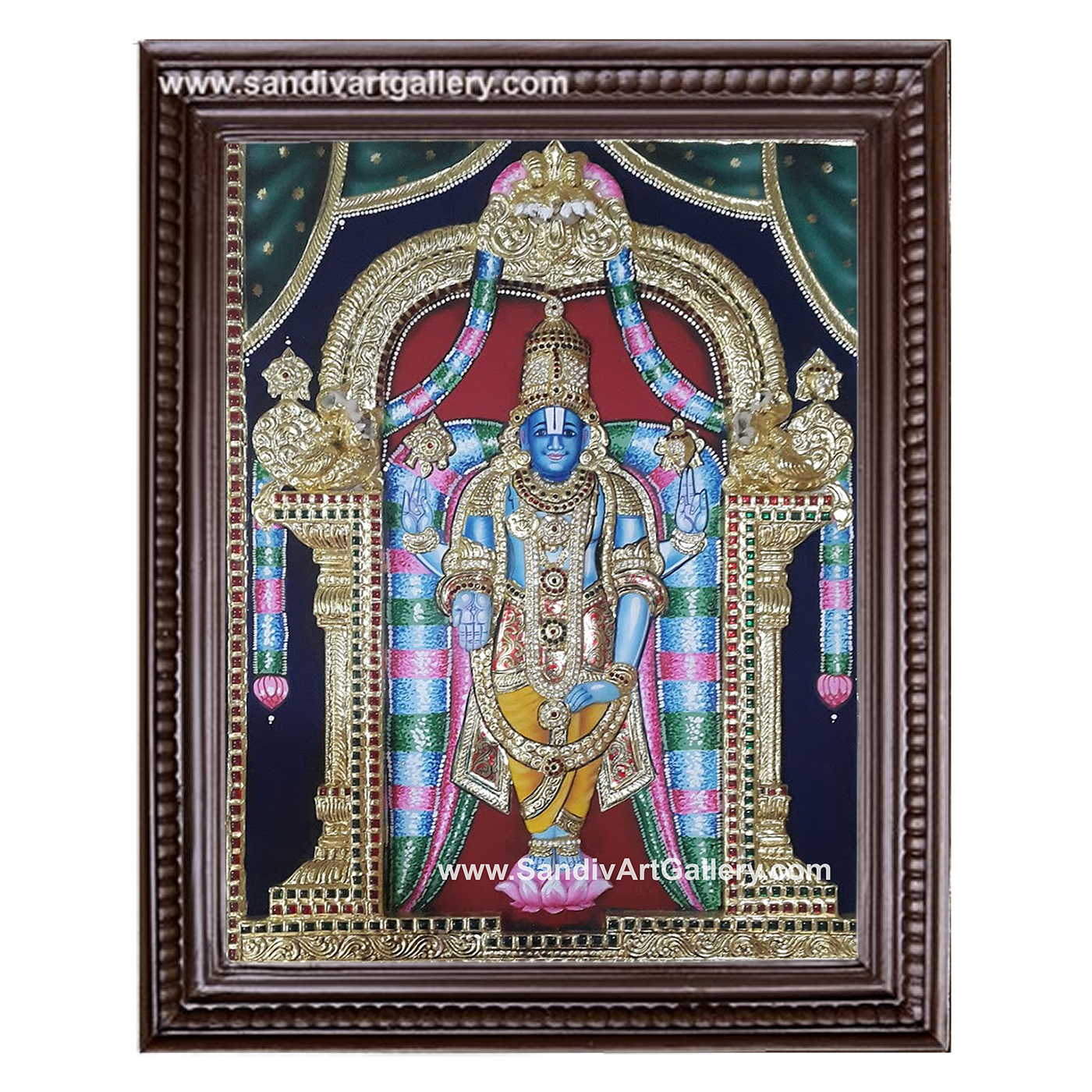 Lord Vishnu 3D Super Embossed Tanjore Painting