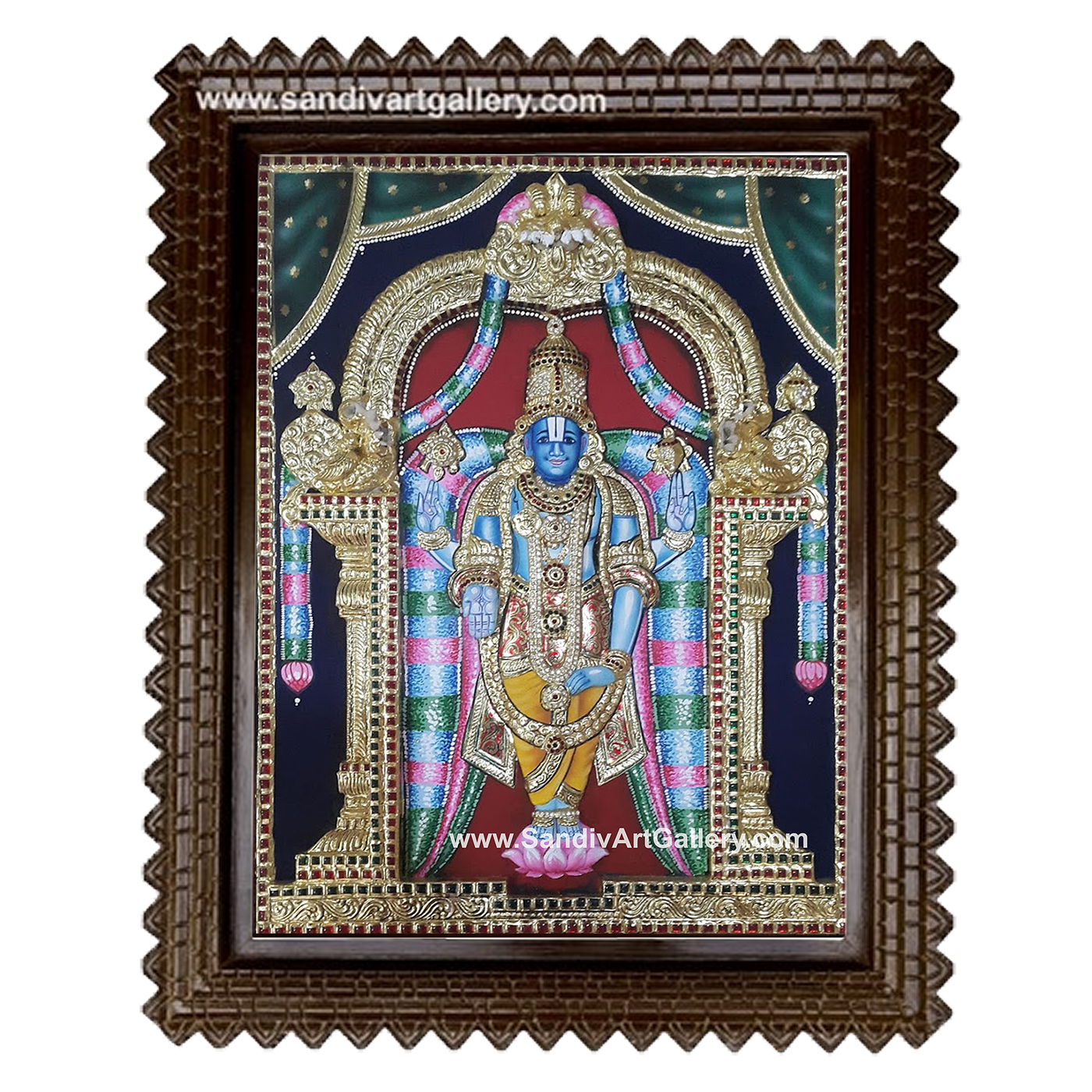 Lord Vishnu 3D Super Embossed Tanjore Painting