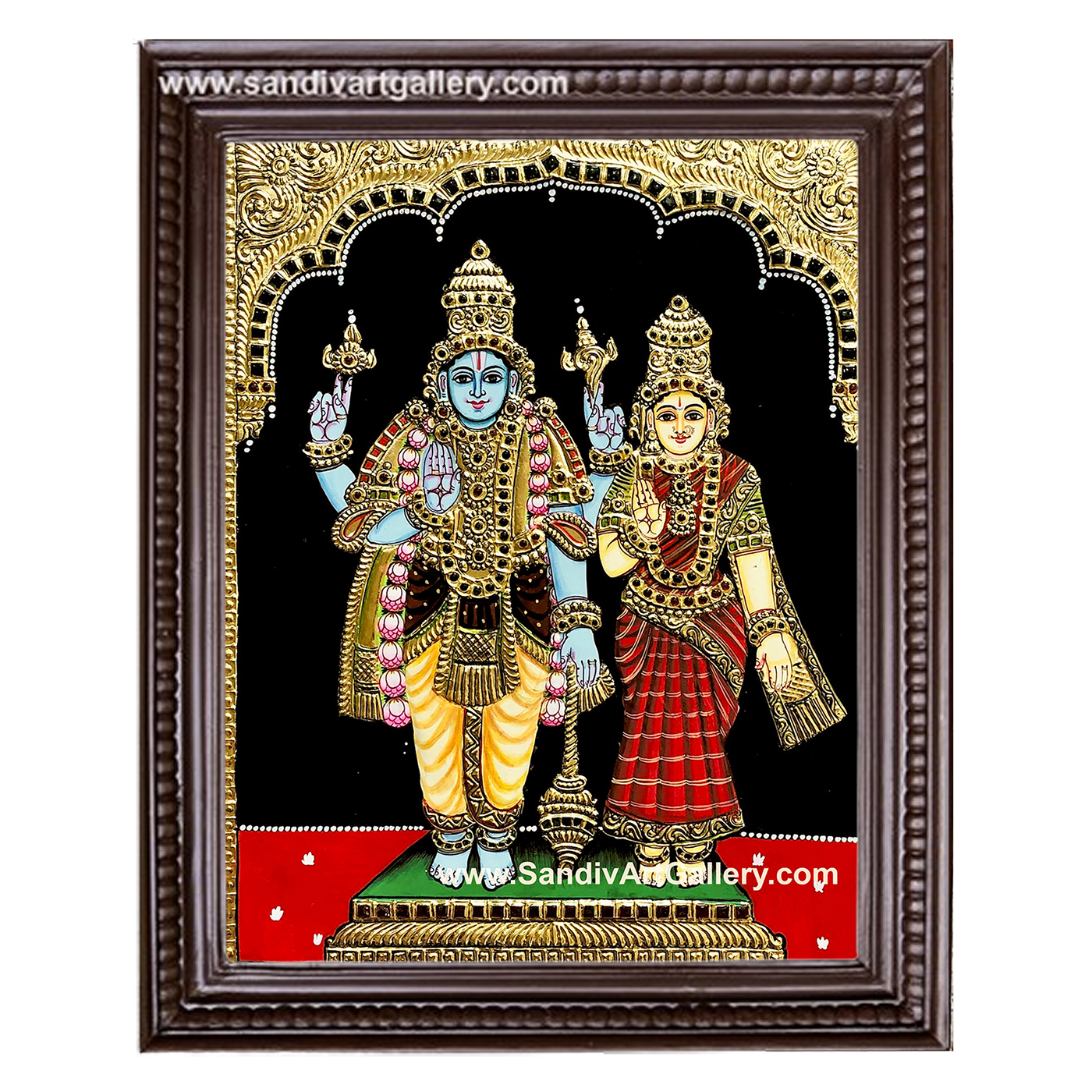 Vishnu with Lakshmi Tanjore Painting