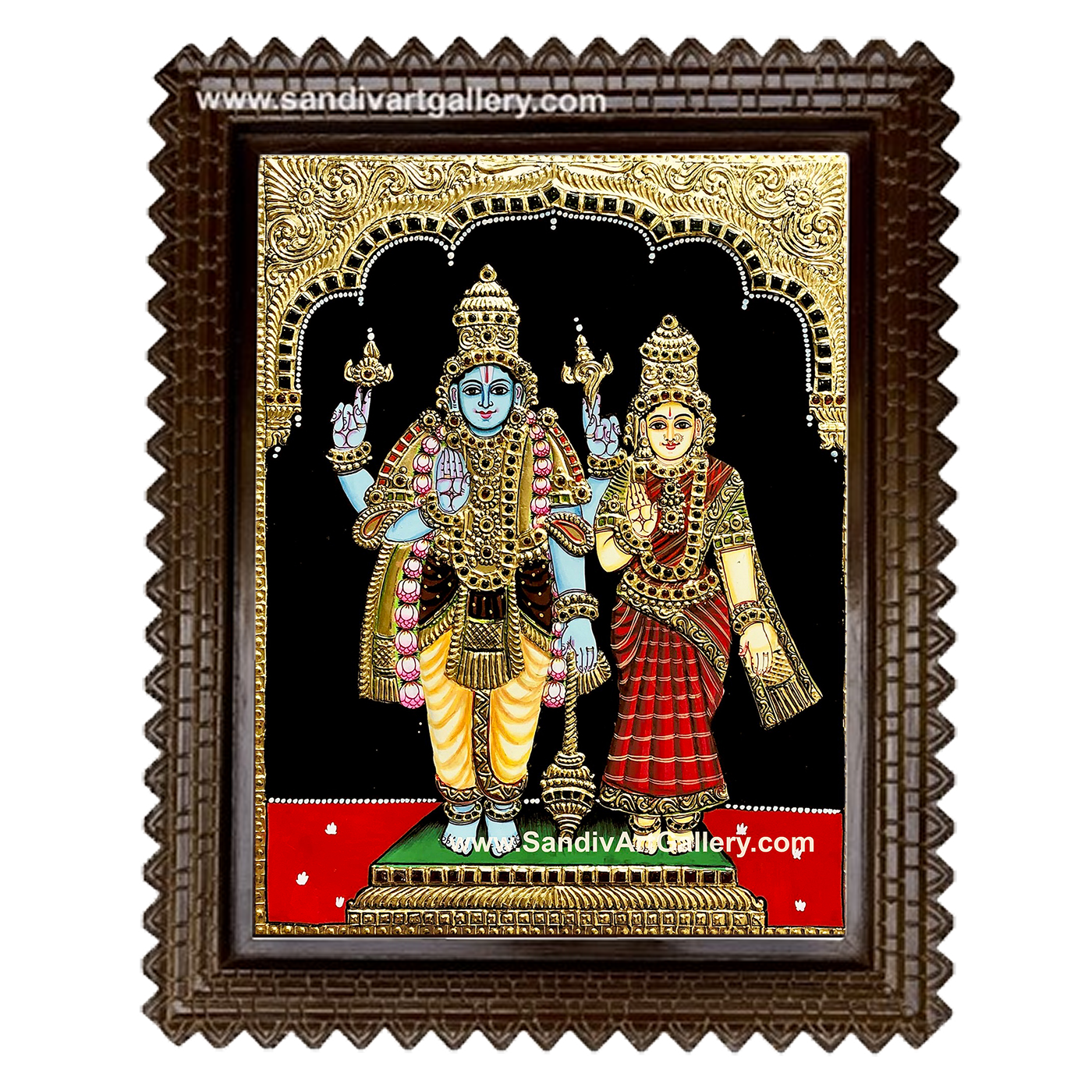 Vishnu with Lakshmi Tanjore Painting