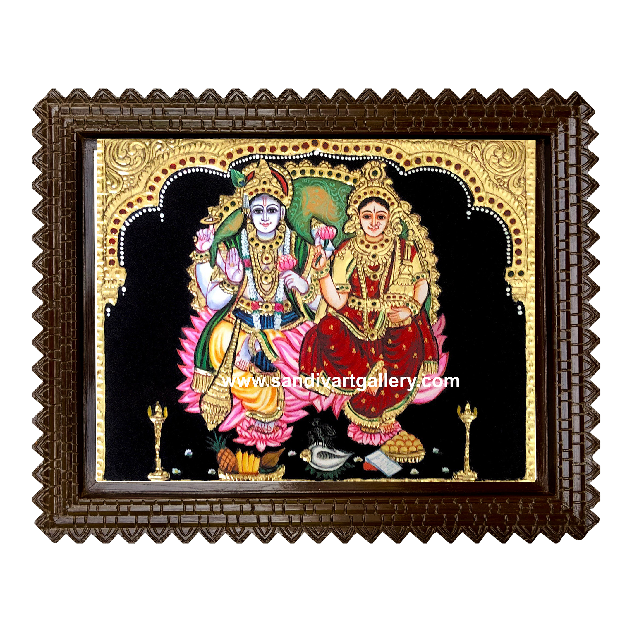 Vishnu and Lakshmi Tanjore Painting