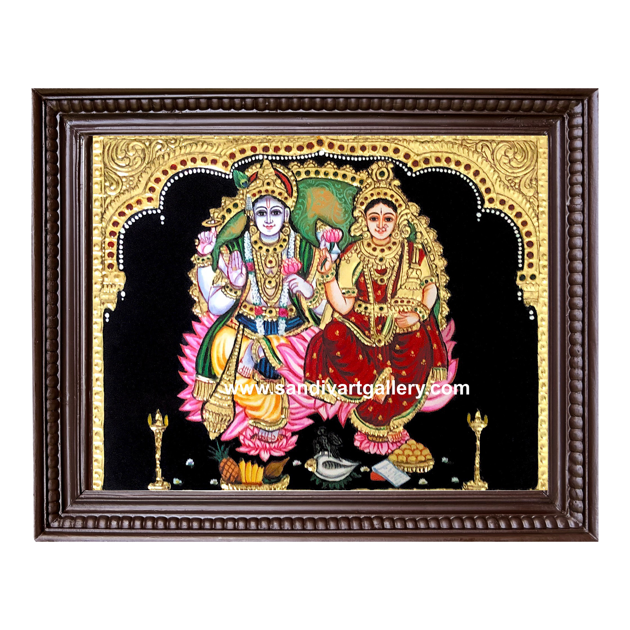 Vishnu and Lakshmi Tanjore Painting