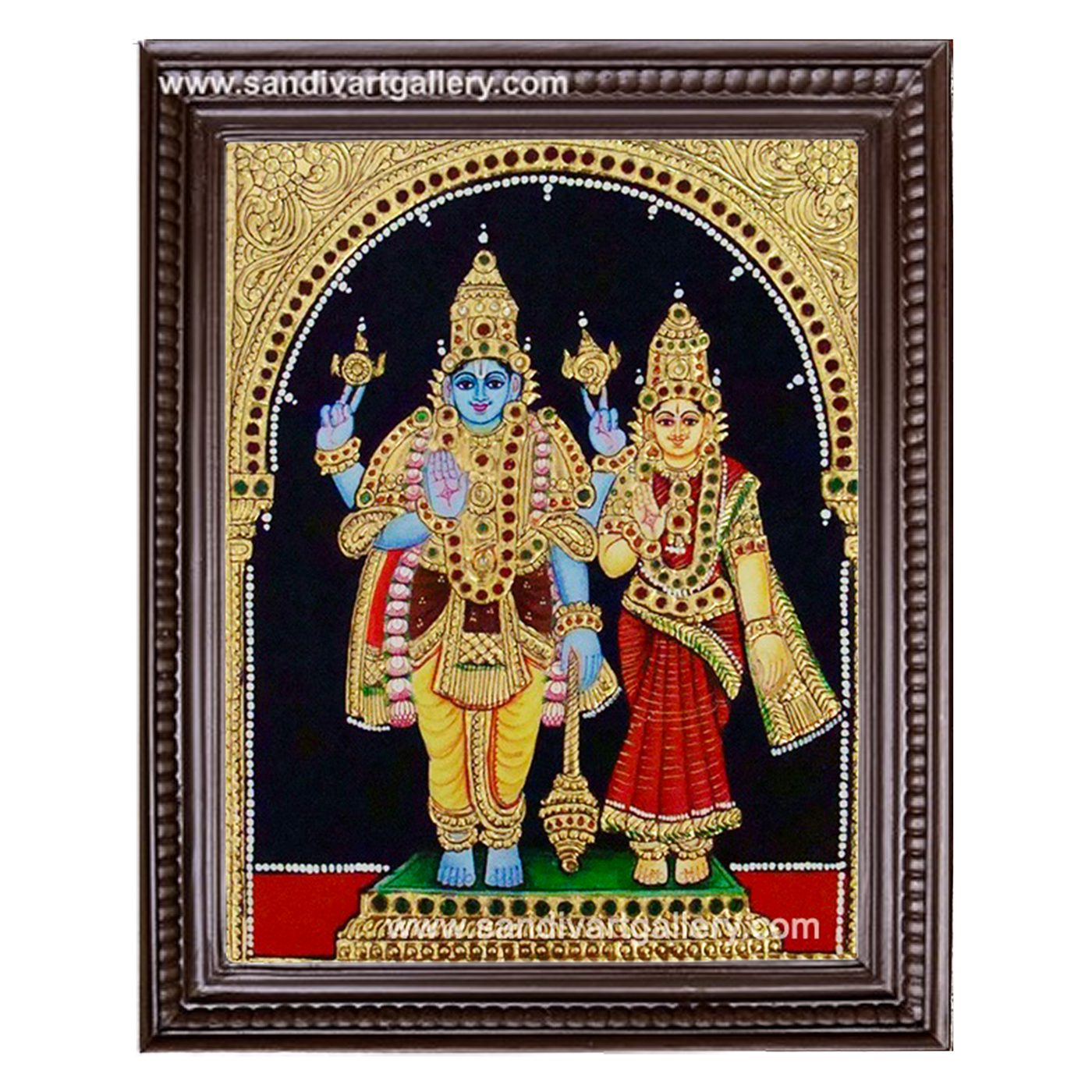 Lord Vishnu and Goddess Lakshmi Tanjore Painting