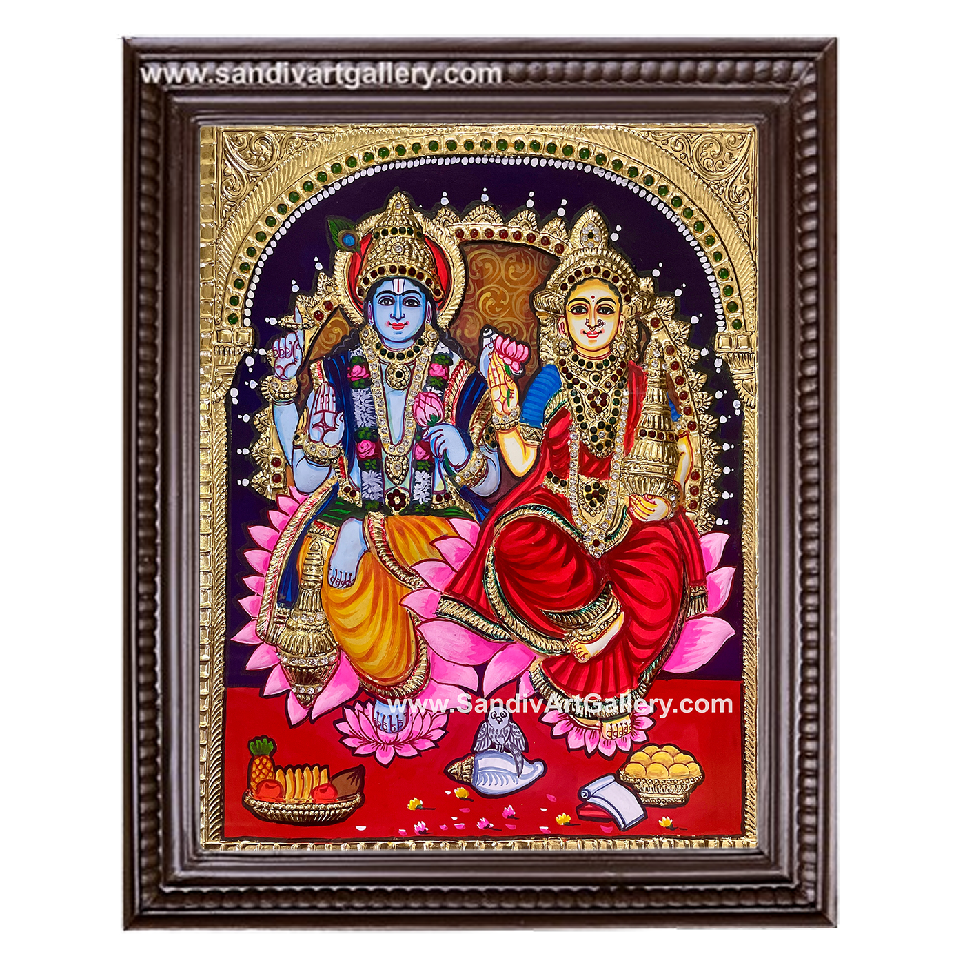 Lakshmi Narayanan Semi Embossed Tanjore Painting