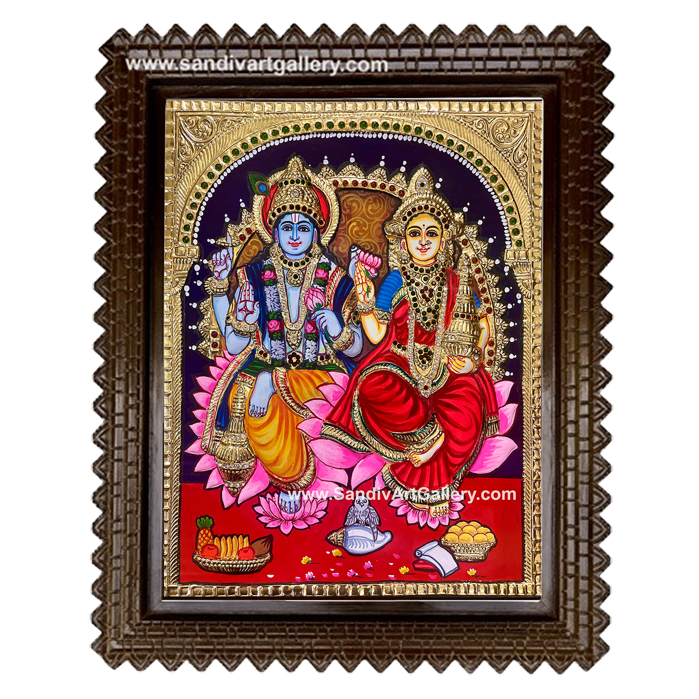 Lakshmi Narayanan Semi Embossed Tanjore Painting