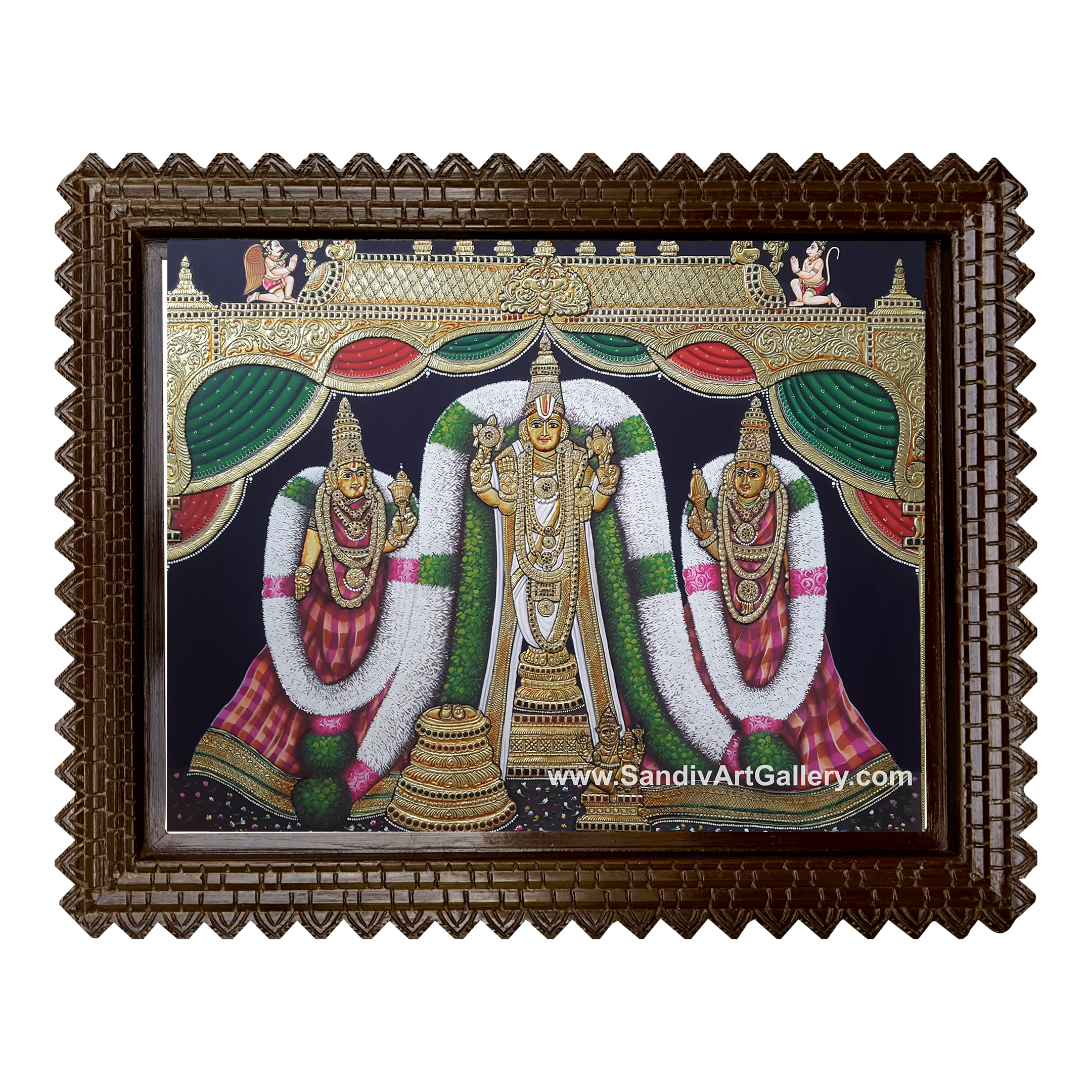 Perumal Sridevi Bhoodevi Tanjore Painting