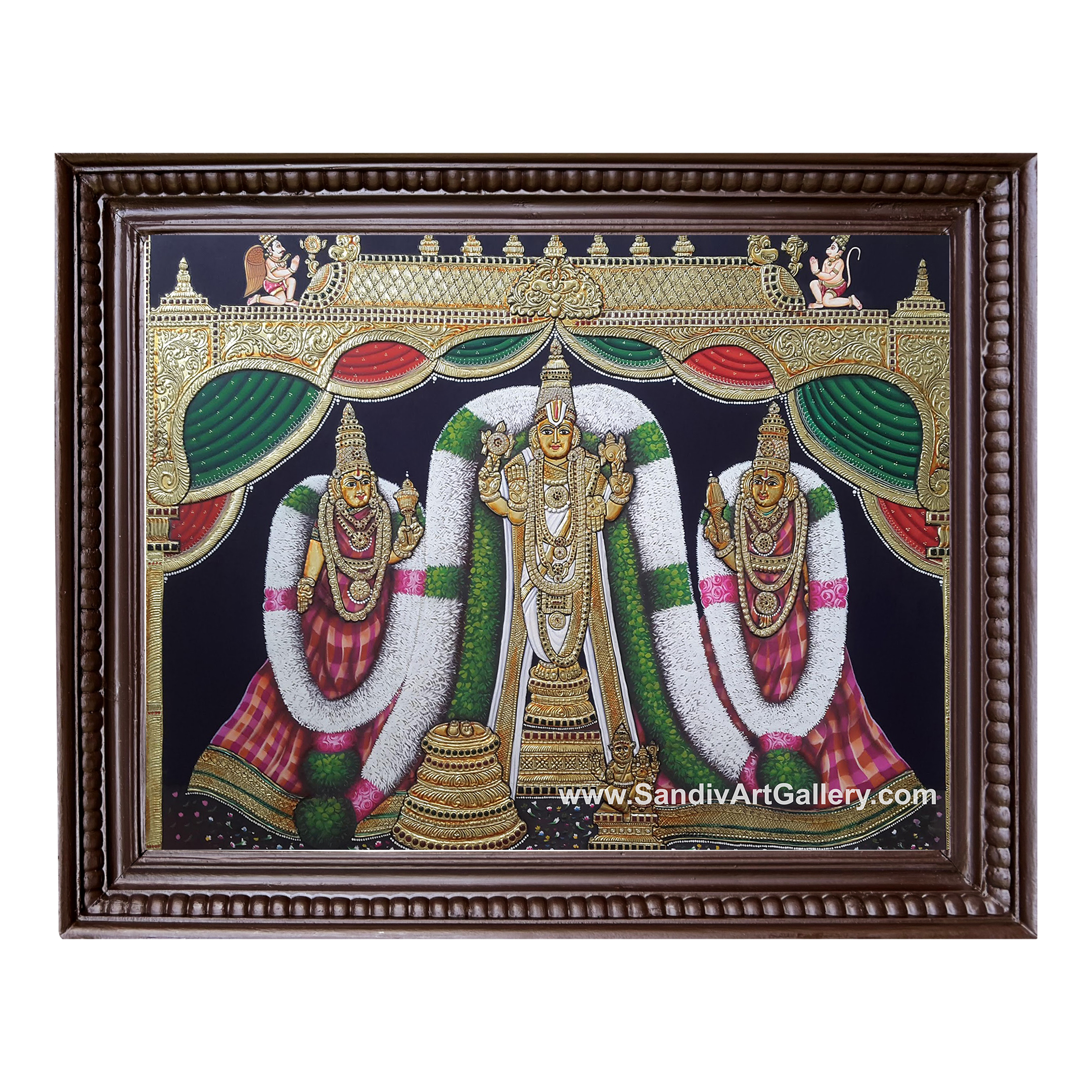 Perumal Sridevi Bhoodevi Tanjore Painting