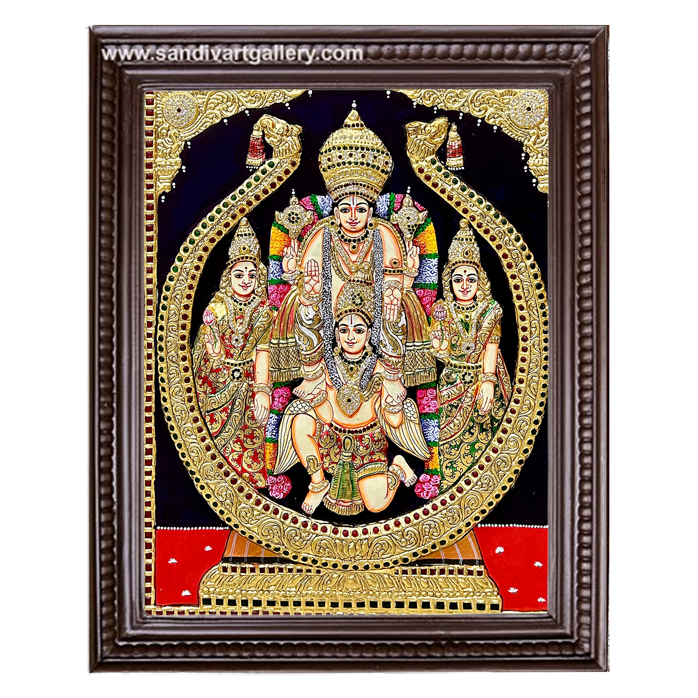 Melkote Cheluvanarayana 3D Embossed Traditional Tanjore Painting