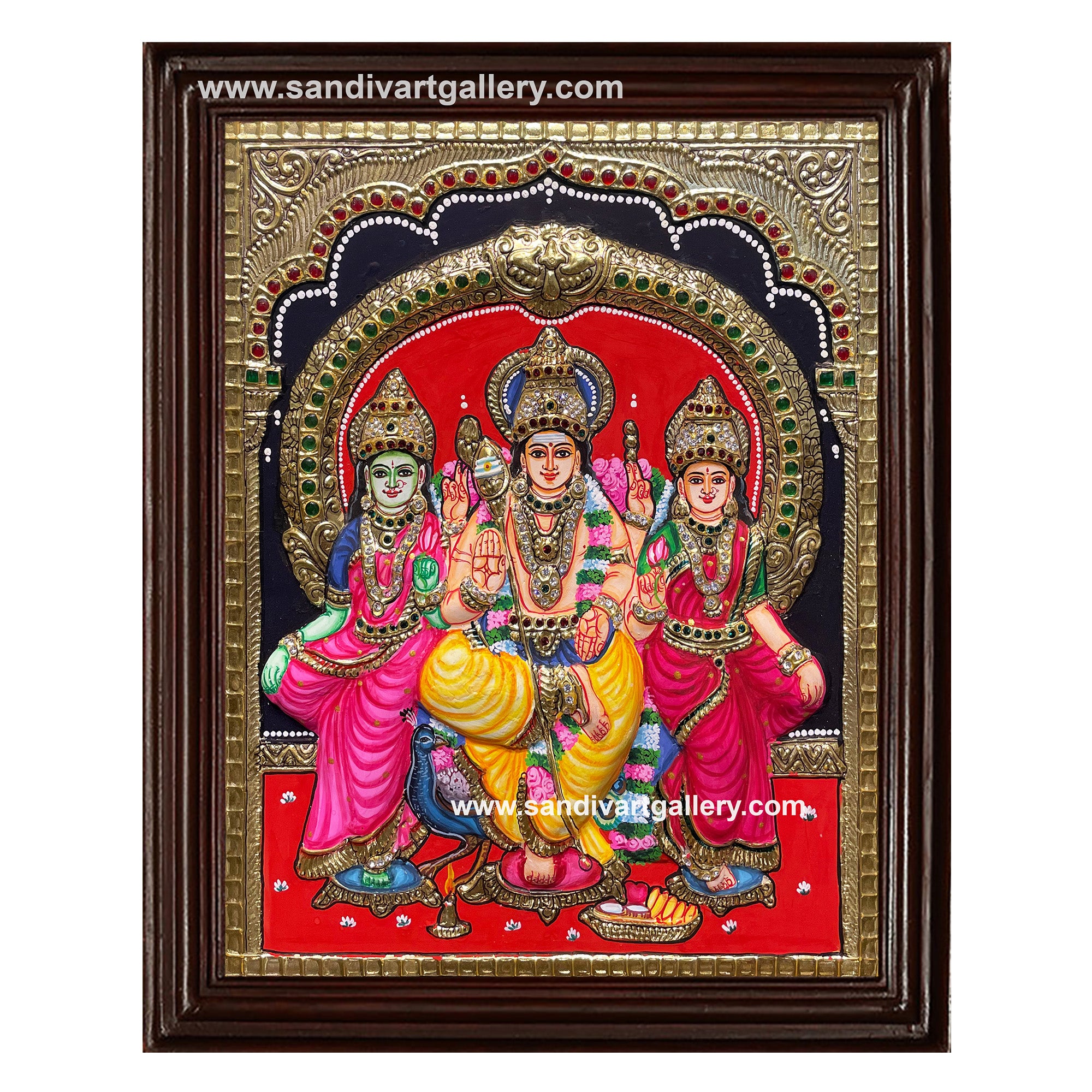 Valli Deivanai Muruagar Semi Embossed Tanjore Painting