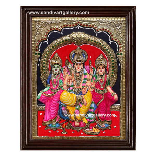 Valli Deivanai Muruagar Semi Embossed Tanjore Painting