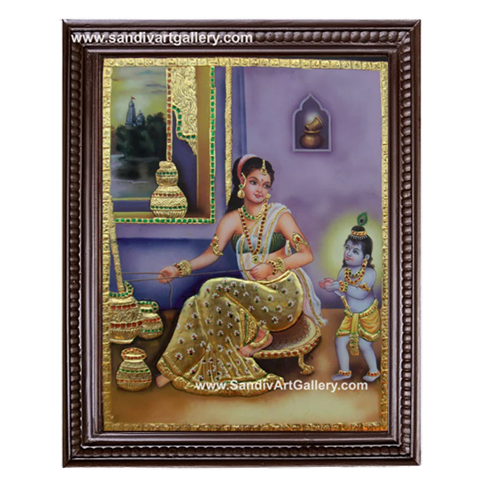 Yasodha Krishna Tanjore Painting 5