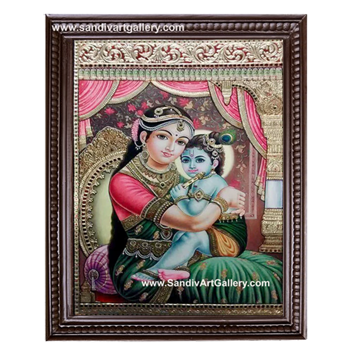 Yasodha Krishna Tanjore Painting 6