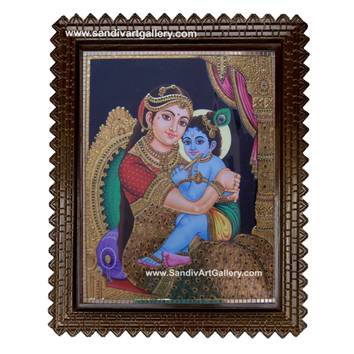 Traditional Yasodha Krishna Tanjore Painting 2