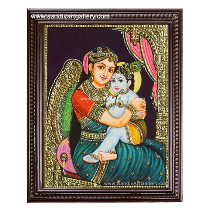 Yashodha Krishna Tanjore Painting 8