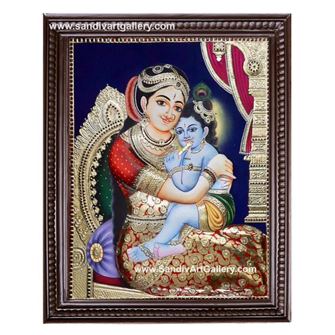 Yasodha krishna 3D Embossed Tanjore Painting