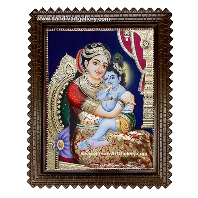 Yasodha krishna 3D Embossed Tanjore Painting