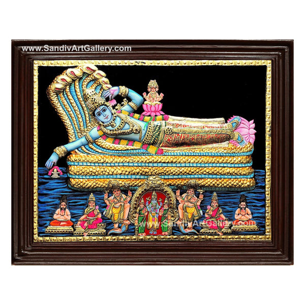 Pallikonda Perumal Semi Embossed Tanjore Painting