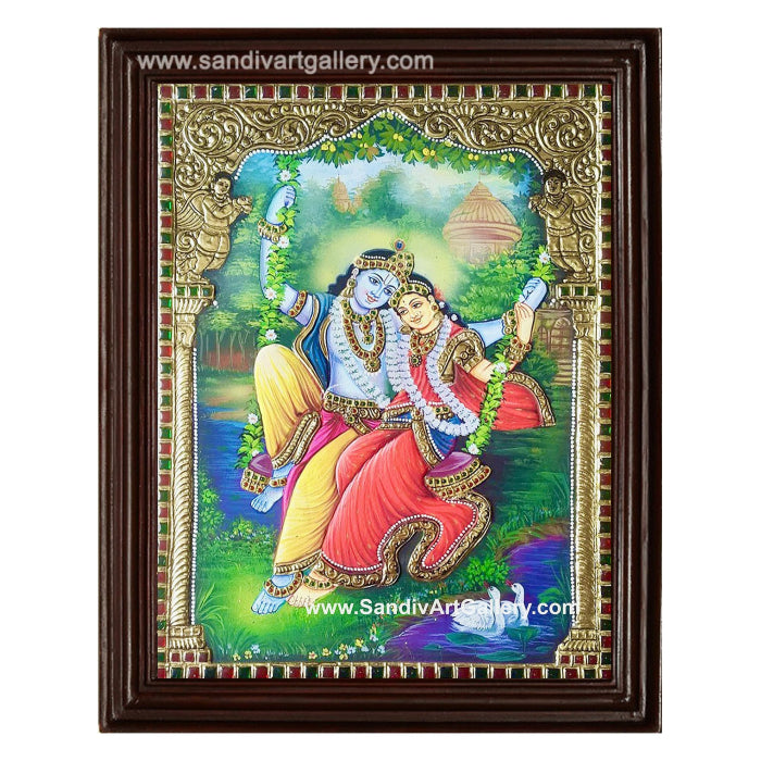 Swinging Radhakrishna Tanjore Painting