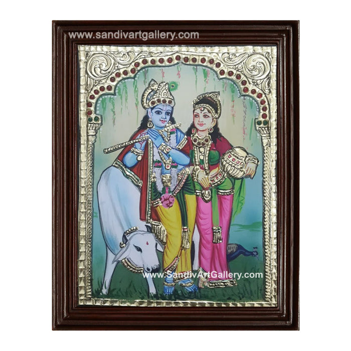 Radha Krishna with cow Tanjore Paintings