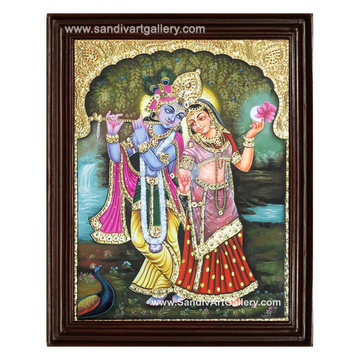 Garden Radha Krishna Tanjore Painting1