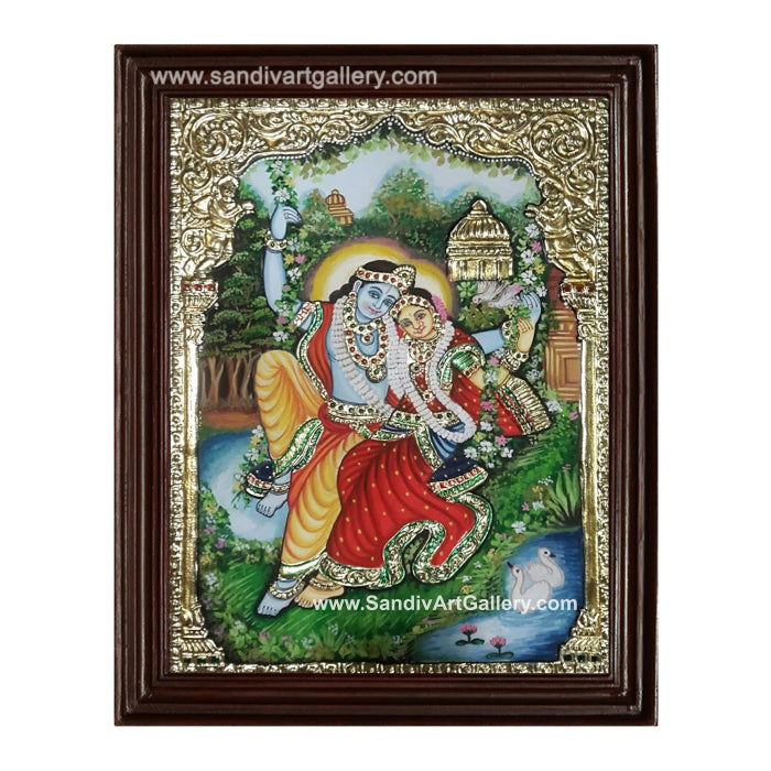 Garden Radha Krishna Tanjore Painting2