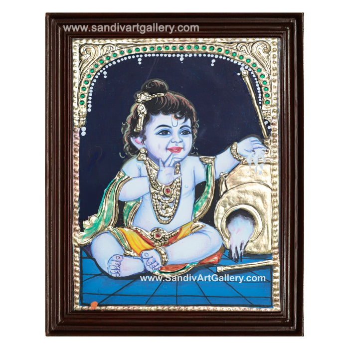 Butter Pot Krishna Tanjore Painting