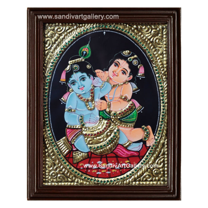 Krishna Balram Tanjore Painting