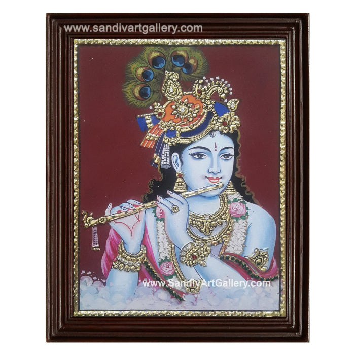 Flute Krishna Tanjore Painting