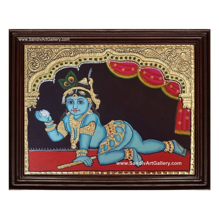 Baby Krishna Tanjore Painting 3