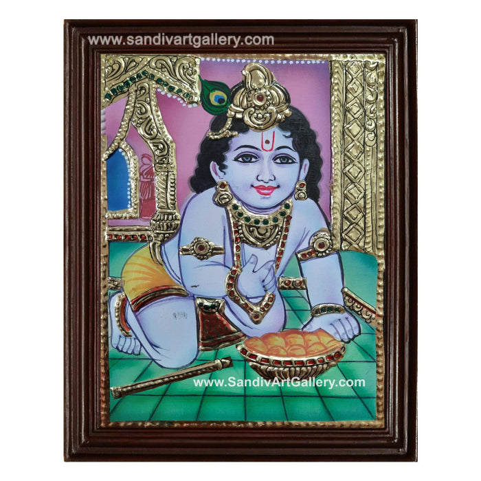 Laddu Krishna Tanjore Painting