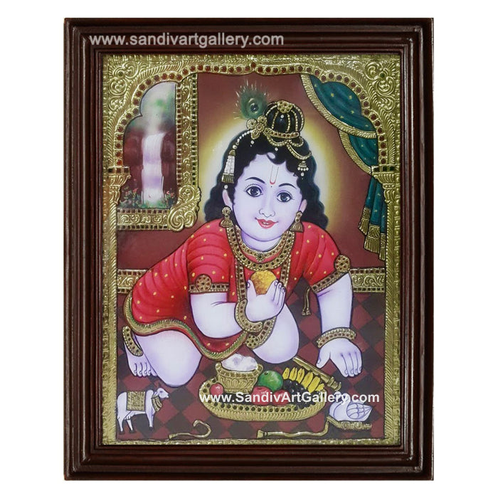 Laddu Krishna Tanjore Painting 1