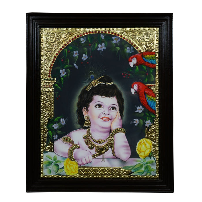 Parrot Krishna Tanjore Painting