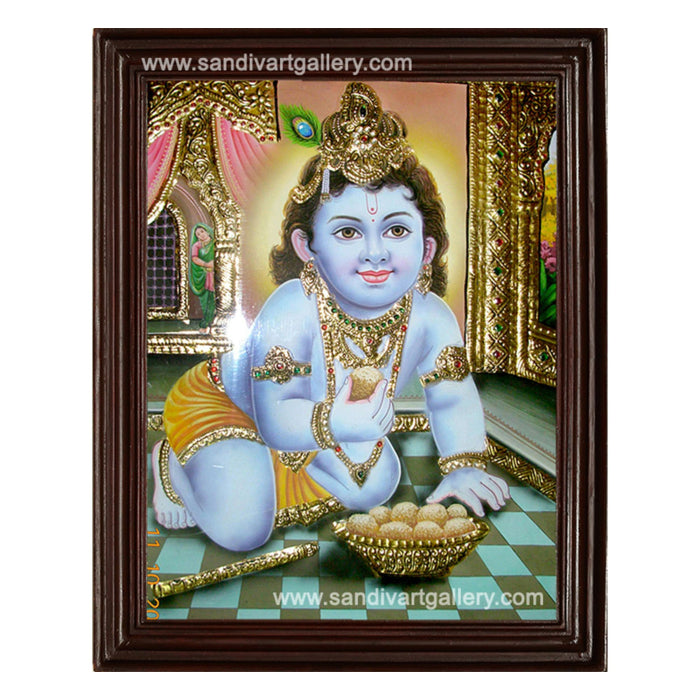 Laddu Krishna Tanjore Painting 2