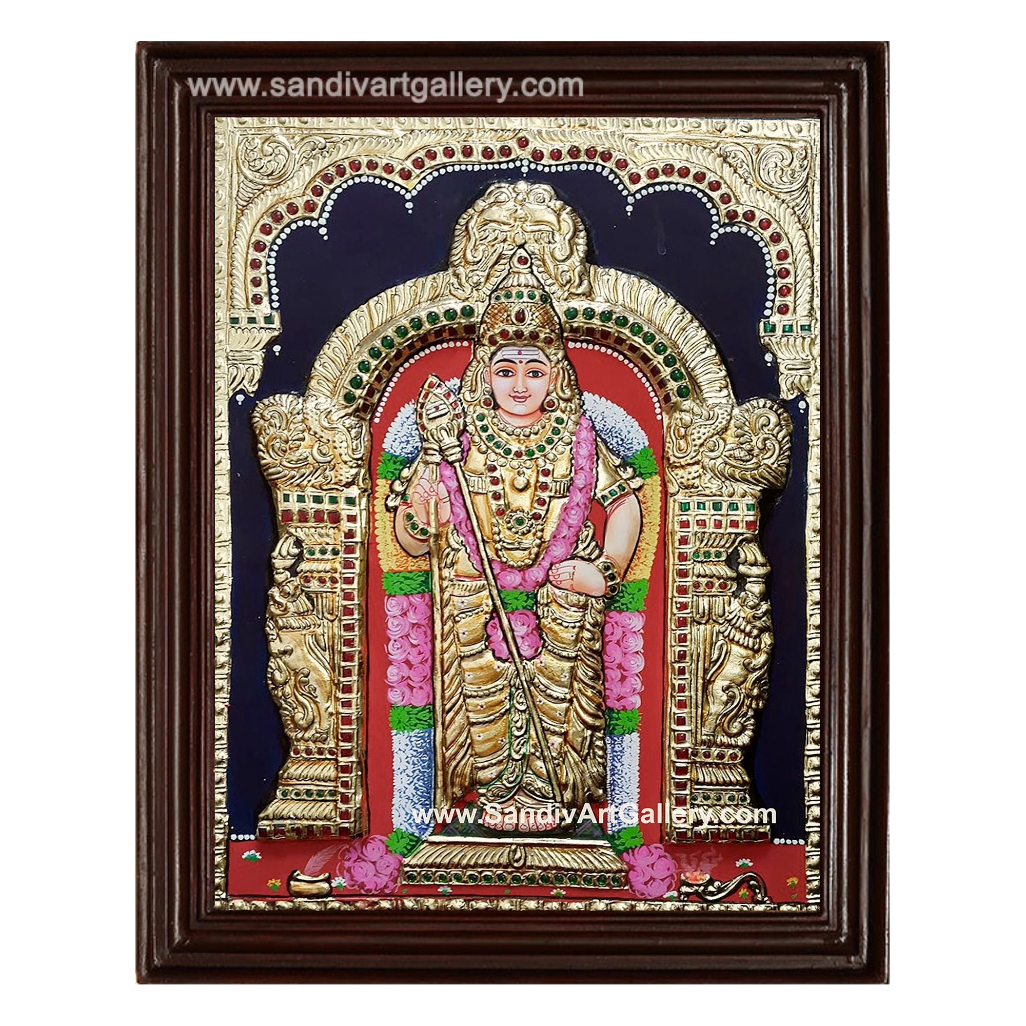 Murugan Semi Embossed Tanjore Painting