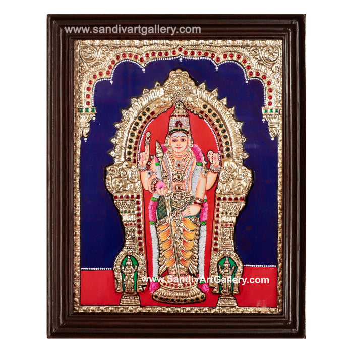 Thiruchendur Murugan Semi Embossed Tanjore Painting