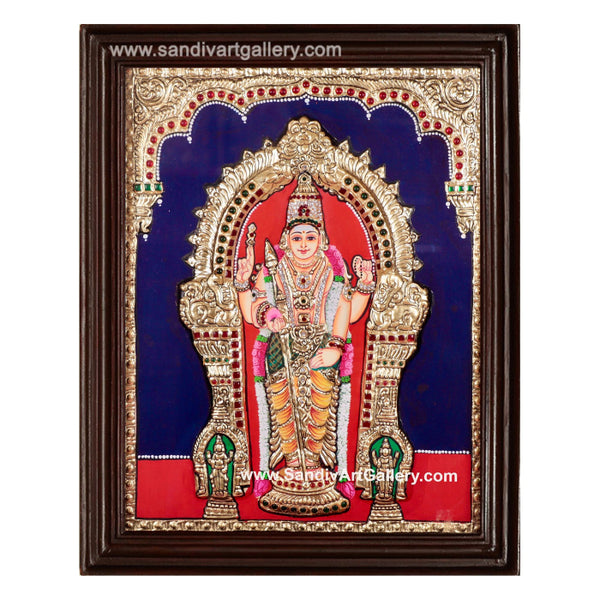 Thiruchendur Murugan Semi Embossed Tanjore Painting