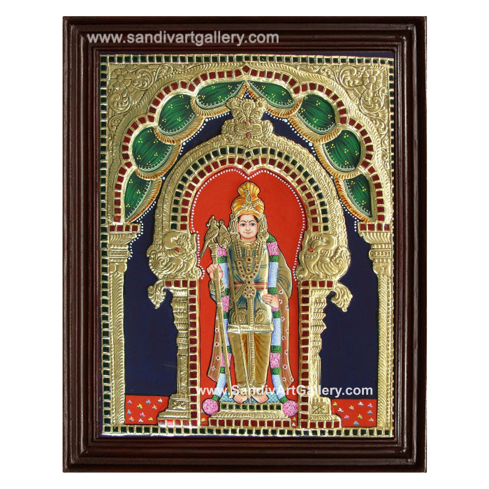 Palani Raja Alakara Murugan 2D Embossed Tanjore Painting