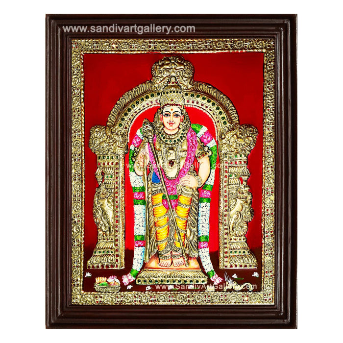 Murugan Double Embossed Tanjore Painting 1